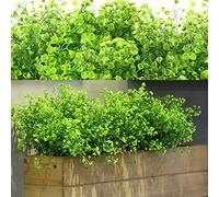WILLBOND Lot de 12 Fleurs artificielles d'extérieur résistantes aux UV en Plastique pour Maison, Jardin, Porche, Pots de Fleurs à Suspendre, décoration de Printemps et d'été (Vert)