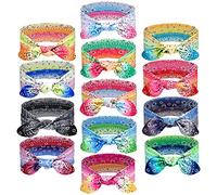 WILLBOND Lot de 13 bandanas pour femme - Motif cachemire - Style bohème - Nœud élastique - Oreilles de lapin - Accessoires pour cheveux mignons pour femmes et filles - 20 x 7 cm (dégradé de couleur)