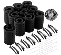 WILLBOND Lot de 141 bigoudis comprenant 60 bigoudis en plastique (jaune, 6 tailles)