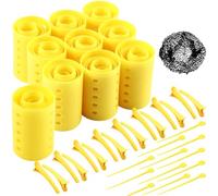 WILLBOND Lot de 141 bigoudis comprenant 60 bigoudis en plastique (jaune, 6 tailles)