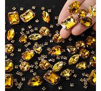 WILLBOND Lot de 156 pierres strass à coudre - Strass à dos plat - En métal - Verre acrylique - Pour la couture de vêtements, le bricolage, l'artisanat, la fabrication de bijoux - Doré