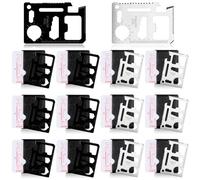 WILLBOND Lot de 24 outils de survie 11 en 1 en acier inoxydable pour carte de crédit, portefeuille, carte de poche, outil multifonction double poche, décapsuleur pour homme, cadeau de Noël (noir,