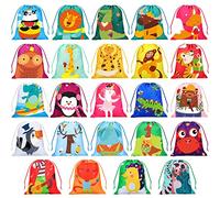 WILLBOND Lot de 24 sacs à bonbons avec cordon de serrage pour garçons et filles, sacs cadeaux d'anniversaire pour garçons, garçons, filles, fournitures de fête d'anniversaire, 24 styles