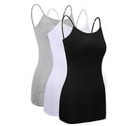 WILLBOND Lot de 3 débardeurs Basiques Longs pour Femme - Bretelles Spaghetti réglables, Lot de Couleurs 1, S