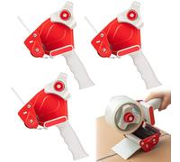 WILLBOND Lot de 3 pistolets à ruban adhésif léger de 7,6 cm de large - Distributeur de ruban adhésif robuste pour bureau, maison, déménagement, emballage scellé, rouge