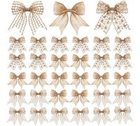 WILLBOND Lot de 30 nœuds en toile de jute naturelle pour couronne, sapin de Noël, ferme, vacances, décoration extérieure ou loisirs créatifs (style classique)