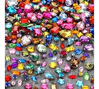 WILLBOND Lot de 320 strass en verre acrylique à coudre avec trou argenté à dos plat pour loisirs créatifs, robes, vêtements, chaussures, sacs