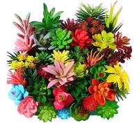 WILLBOND Lot de 38 mini plantes succulentes artificielles en plastique sans pot avec fausses plantes succulentes texturées décoratives pour bureau, table, balcon, décoration intérieure (non floquée)