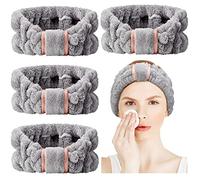 WILLBOND Lot de 4 bandeaux en microfibre pour le visage, le spa, le maquillage, la douche, le yoga, les sports (gris)