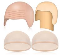 WILLBOND Lot de 4 bonnets d'Halloween chauves en latex pour adulte (couleur peau, style assorti)