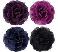 WILLBOND Lot de 4 colliers pour chien avec fleurs multicolores pour animaux domestiques avec nœud papillon pour chien et chat Accessoires de toilettage (Noir, bleu, noir, violet foncé, noir violet)