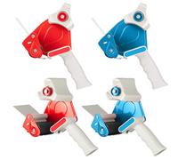 WILLBOND Lot de 4 dévidoirs de ruban adhésif léger de 7,6 cm de large pour déménagement, boîte d'expédition, carton, emballage scellé, distributeur d'expédition, rouge et bleu