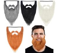 WILLBOND Lot de 4 fausses barbes amusantes pour costume d'Halloween (noir, orange, blanc, gris), Noir, orange, blanc, gris, taille unique