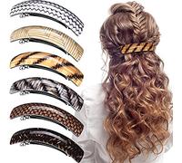 WILLBOND Lot de 6 barrettes à cheveux pour femme - Grandes barrettes pour cheveux - Fermoir rétro - Cadeau pour maman - Accessoires pour femme - 6 couleurs (motif élégant)