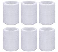 WILLBOND Lot de 6 Bandeaux de Sport pour Poignet - Absorbe la Transpiration - pour Basket-Ball, Tennis, Football, Course et Travail - Blanc
