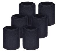 WILLBOND Lot de 6 Bracelets de Sudation de Sport absorbants pour compétitions, pour Basket-Ball, Tennis, Football, Course à Pied, Travail (Noir)