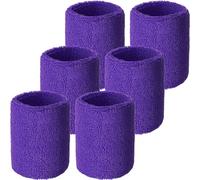 WILLBOND Lot de 6 Bracelets de Sudation de Sport absorbants pour compétitions, pour Basket-Ball, Tennis, Football, Course à Pied, Travail (Violet)