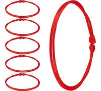 WILLBOND Lot de 6 bracelets en cordon rouge réglables Kabbale avec nœud rouge pour la protection, le mauvais œil et la chance (style classique)