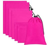 WILLBOND Lot de 6 sacs de rangement pliables multi-usages pour jouets d'adultes, 3 tailles réglables, pochette en microfibre pour jeux, jouets, maison, voyage, rose vif