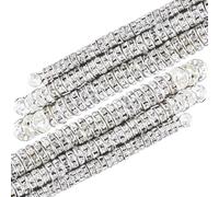 WILLBOND Lot de 800 perles d'espacement rondes en cristal avec strass - Perles en vrac - 6 mm, 8 mm, 10 mm - Pour fabrication de bijoux (argenté)