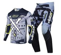 Willbros Combinaison de Pantalon en Maillot de Motocross Adulte Hors Route Équitation Suit Ensemble D'engrenages MX Dirt Bike Gris Noir (Jersey XXL Pants 38)
