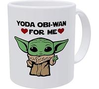 Willcallyou Tasse à café avec inscription « Baby Yoda Obi Wan For Me » pour mari, petit ami, épouse, petite amie, humoristique et cadeau de Saint-Valentin