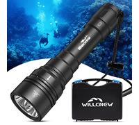 Willcrew DX150 Lampe torche de plongée professionnelle 15 000 lumens étanche rechargeable 4 modes d'éclairage avec chargeur et boîte à outils