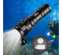 Willcrew DX70 Lampe de Plongée Sous-marine 3000 lm étanche IPX8-100m, Lumière à Intensité Variable+ UV + Lumière Rouge Lampe de Plongée Pro Fill Light avec Joint à Rotule