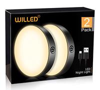 WILLED Lampe tactile à intensité variable 3000 K alimentée par batterie magnétique pour placard, armoire, comptoir, cuisine, chambre (lot de 2)