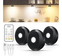 WILLED Spot LED Sans Fil avec Télécommande, Eclairage Led Cuisine Sous Meuble 3 Couleurs, Mini Spot LED avec Fonction Minuterie pour Cuisine, Armoire, Placard, Lot de 3