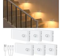 WILLED Veilleuse Détecteur De Mouvement 3 Modes (AUTO/OFF/ON), Lot De 6 Lampes LED Rechargeables, Lampe D'Escalier Détecteur De Mouvement (Sans Prise), Veilleuse Enfant Pour, Couloir, Chambre,Escalier