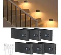 WILLED Veilleuse Détecteur De Mouvement 3 Modes (AUTO/OFF/ON), Lot De 6 Lampes LED Rechargeables, Lampe D'Escalier Détecteur De Mouvement (Sans Prise), Veilleuse Enfant Pour Couloir, Chambre,Escalier,