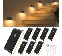 WILLED Veilleuse Détecteur de Mouvement, Lot de 8 Lampes LED Rechargeables, Lampe Détecteur de Mouvement Intérieur avec 3 Modes(AUTO/OFF/ON), Lampe Veilleuse pour Escalier, Couloir, Chambre, Armoire