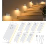 WILLED Veilleuse Détecteur de Mouvement, Lot de 8 Lampes LED Rechargeables via USB, Lumière Détecteur de Mouvement Intérieur avec 3 Modes(AUTO/OFF/ON), Lampe Veilleuse pour Escalier, Couloir, Chambre