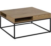 Willford Table basse, 4 espaces de rangement, teinte naturelle, noir.
