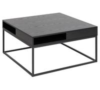 Willford Table basse 80 x 80 cm, avec espace de rangement ouvert, noir.