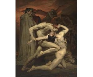 William Adolphe Bouguereau Dante et Virgile 1850 Impression sur toile sur cadre en bois Décoration murale