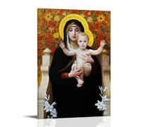 William Adolphe Bouguereau Œuvres de peintres célèbres La Madone des Lys Impression sur toile Œuvres d'art Idée cadeau esthétique 20 x 30 cm