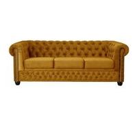 William - canapé Chesterfield - 3 places - en velours - Jaune