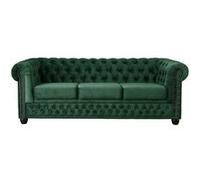 William - Canapé 3 places Chesterfield - velours - Vert Vert G