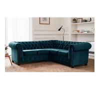 William - canapé Chesterfield d'angle réversible - 5 places - en velours
