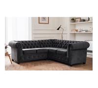 William - canapé Chesterfield d'angle réversible - 5 places - en velours