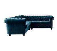 William - canapé Chesterfield d'angle réversible - 5 places - en velours