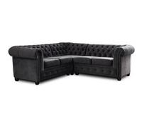 William - canapé Chesterfield d'angle réversible - 5 places - en velours