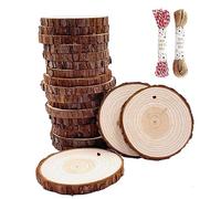 William Craft Rondin de Bois avec Trou Diamètre 9-10cm 20 Pcs Tranches de Bois Naturel Convient pour Decoration Noel Bois, Marque Place Mariage, Pyrograveur Bois,pour arts et travaux manuels de Noël