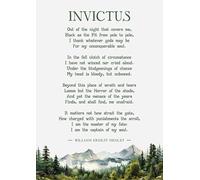 William Ernest Henley Invictus Poème avec des montagnes Aquarelle Art Print Format A4