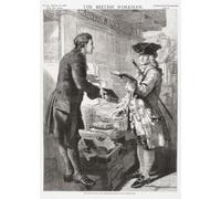 William Hutton vendant à un client un livre à l'extérieur de sa boutique de Birmingham. William Hutton 1723 - 1815. Libraire anglais poète historien et écrivain de voyage. Il a été le premier
