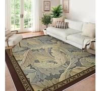 William Morris 100x150 Lavable Tapis Resistant aux Taches Neutral Acanthus Leaf Area carpette for Salon antiderapant Backing Vintage botanique Descente de lit Chambre Folable Non Shedding