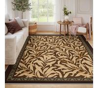 William Morris 200x300 Area Tapis for Salon Arts and Crafts botanique Leaf Vine Resistant Taches carpette Lavable Descente lit Salle Manger Vintage antiderapant Thin Large Dark Brown Farmhouse