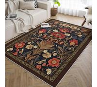 William Morris 90x150 Tapis Large Salon carpette Arts and Crafts Floral Lavable Area Descente de lit for Chambre Salle a Manger antiderapant Resistant aux Taches Foldable Thin Vintage Border